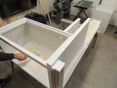 Prepped and applied first coat of paint to calorifier cabinet assembly